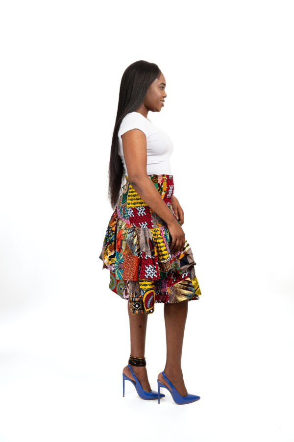 Asymmetrical Tiered Patchwork Skirt - Image 6