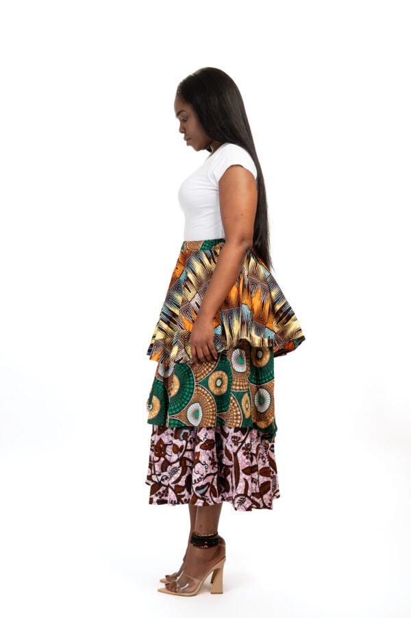 Asymmetrical Tiered Patchwork Skirt - Image 9