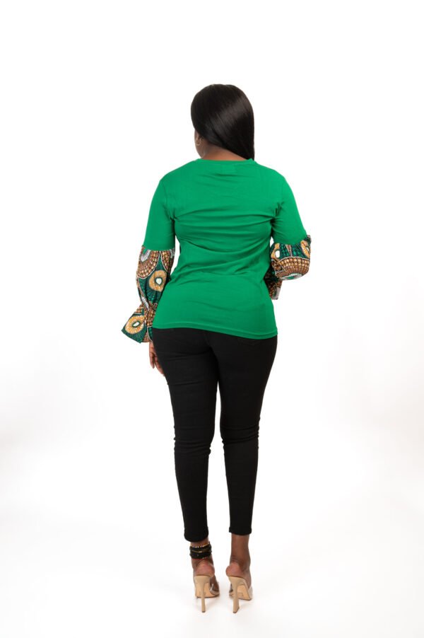 Elegant Cotton Blouse with Subtle Puff Wax Print Sleeves