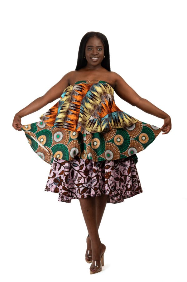 Mult-tiered Strapless Midi Dress