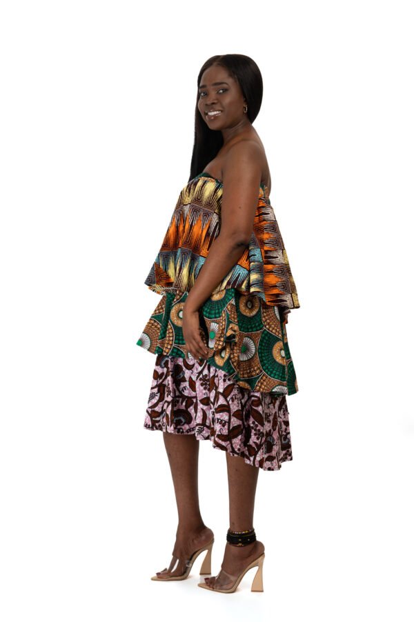 Mult-tiered Strapless Midi Dress - Image 3