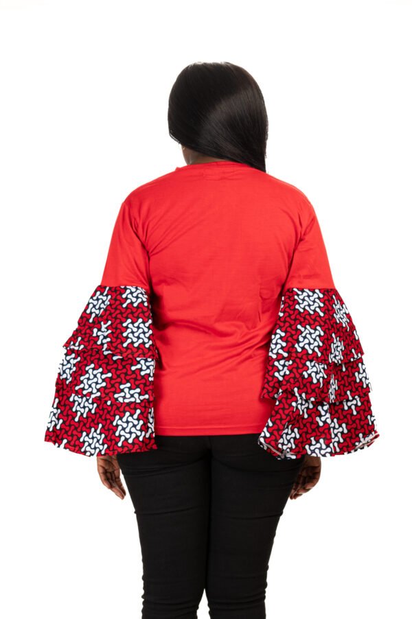 Elegant Cotton Blouse with 3-Tier Flute Sleeves - Image 5