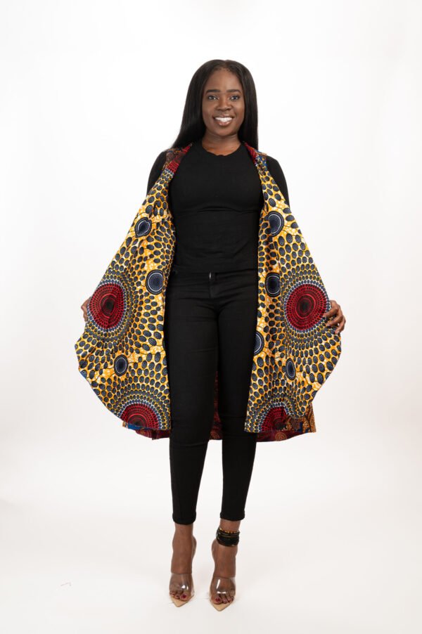 Open-Front Midi Flare Boyfriend Jacket - Image 2