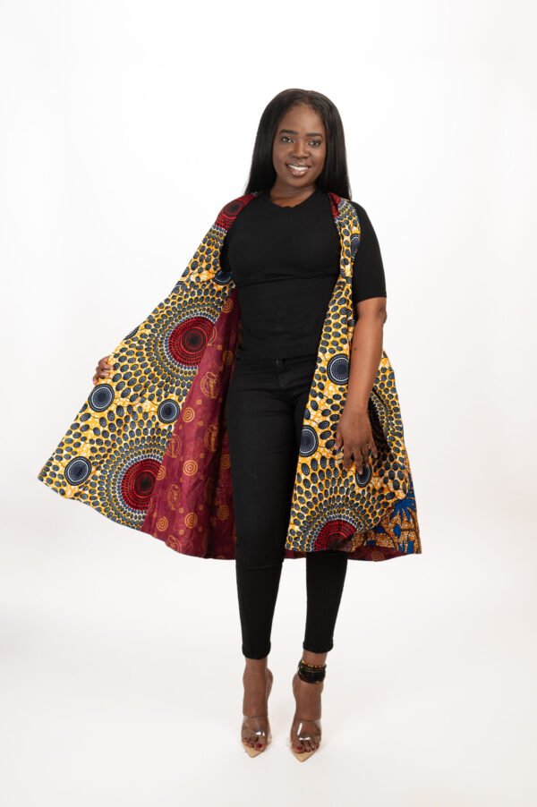 Open-Front Midi Flare Boyfriend Jacket - Image 4