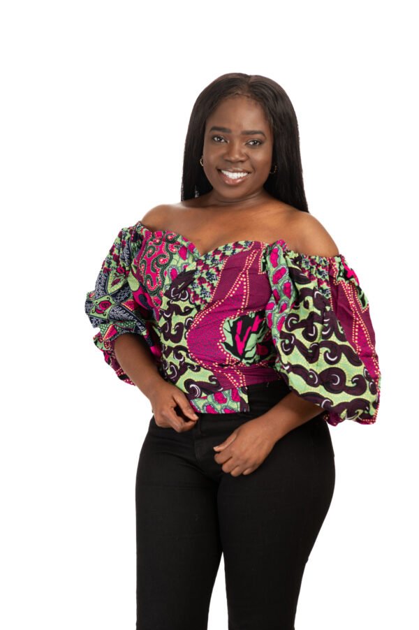 Off-the-Shoulder Wrap Puff Sleeve Top - Image 3