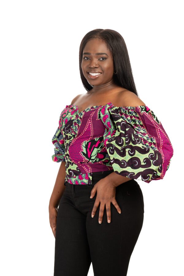 Off-the-Shoulder Wrap Puff Sleeve Top - Image 4