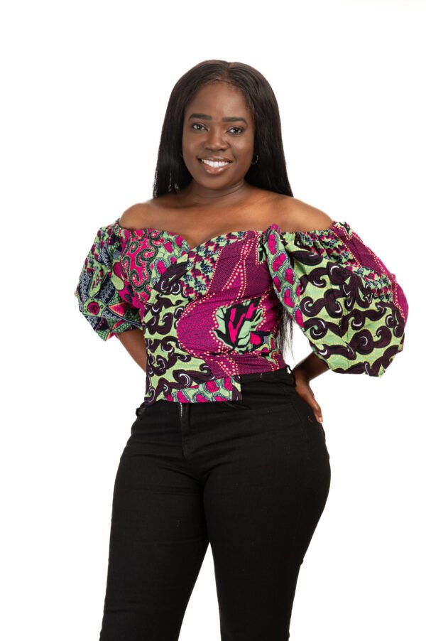 Off-the-Shoulder Wrap Puff Sleeve Top - Image 5