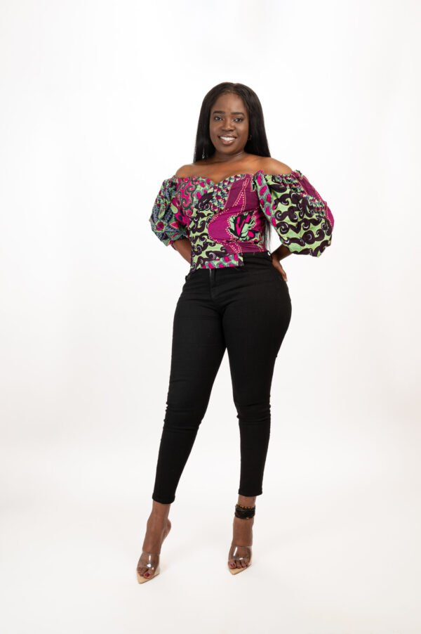 Off-the-Shoulder Wrap Puff Sleeve Top - Image 6
