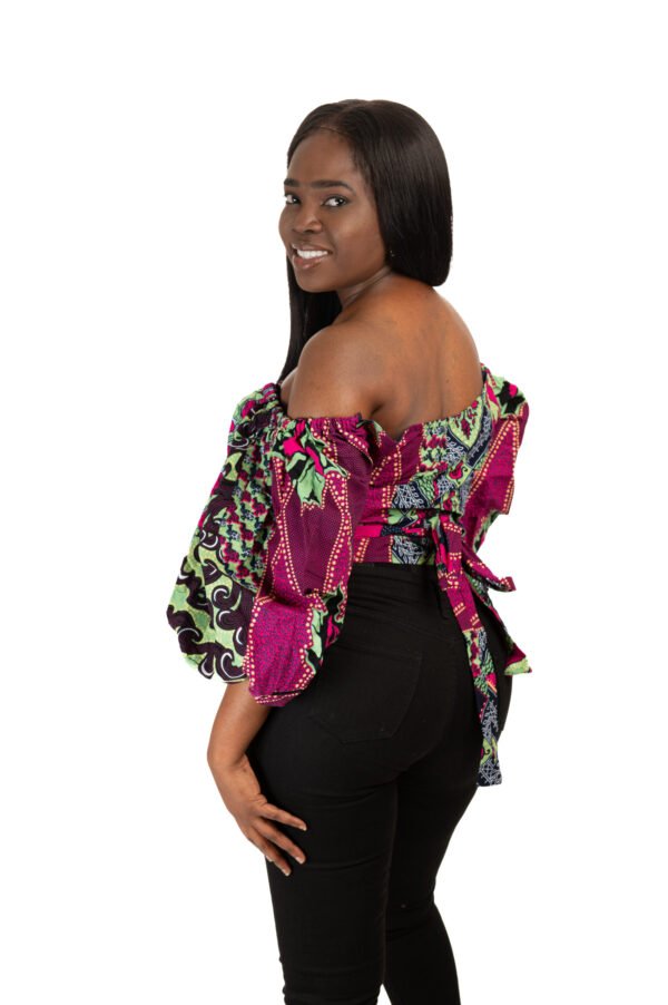 Off-the-Shoulder Wrap Puff Sleeve Top - Image 7