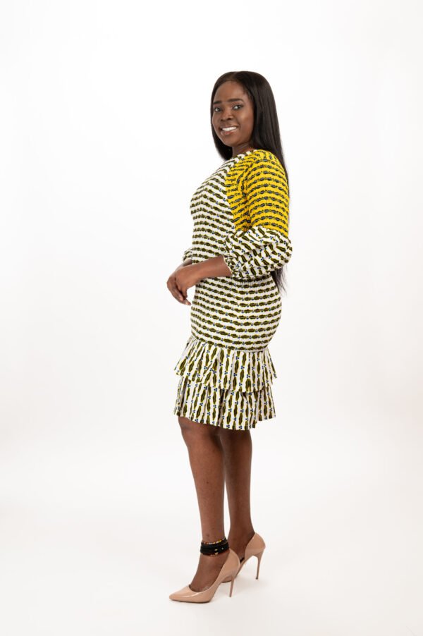 Smocked Dress with Tiered Ruffle Hem & Puff Sleeves - Image 4