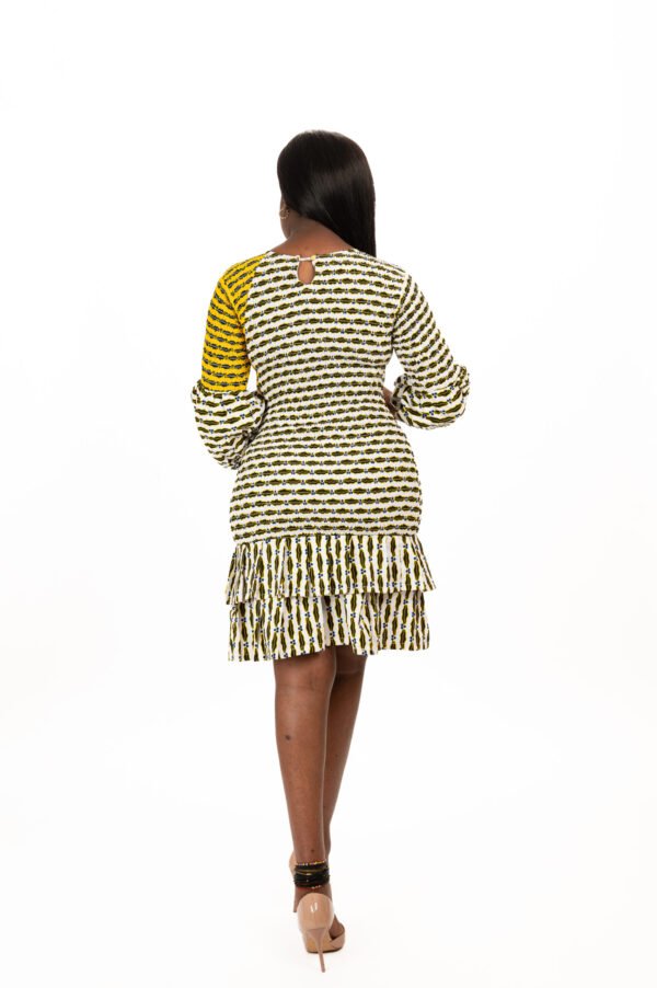 Smocked Dress with Tiered Ruffle Hem & Puff Sleeves
