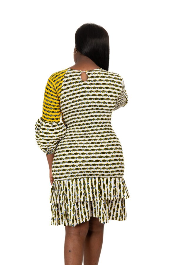 Smocked Dress with Tiered Ruffle Hem & Puff Sleeves - Image 5
