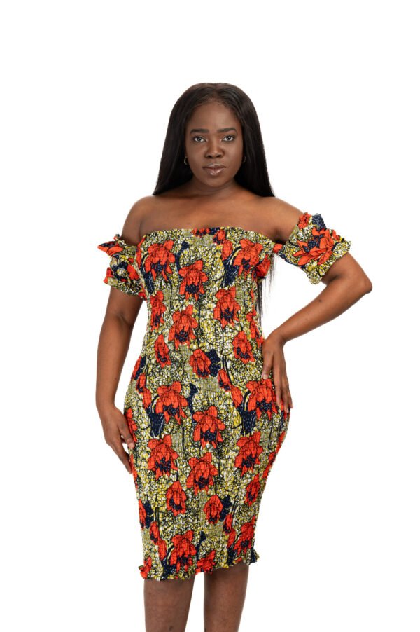 Off-The-Shoulder Shirred Midi Dress - Image 2