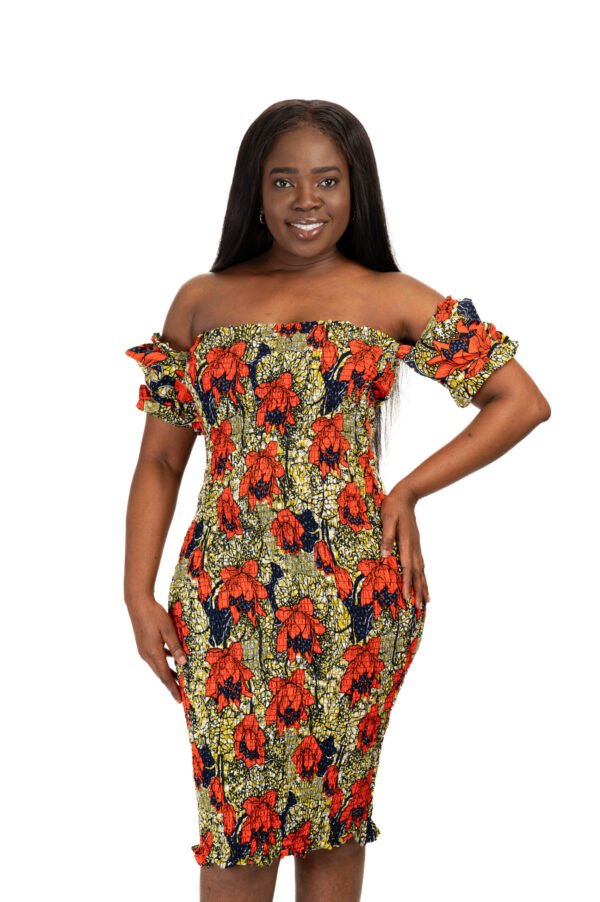 Off-The-Shoulder Shirred Midi Dress - Image 3