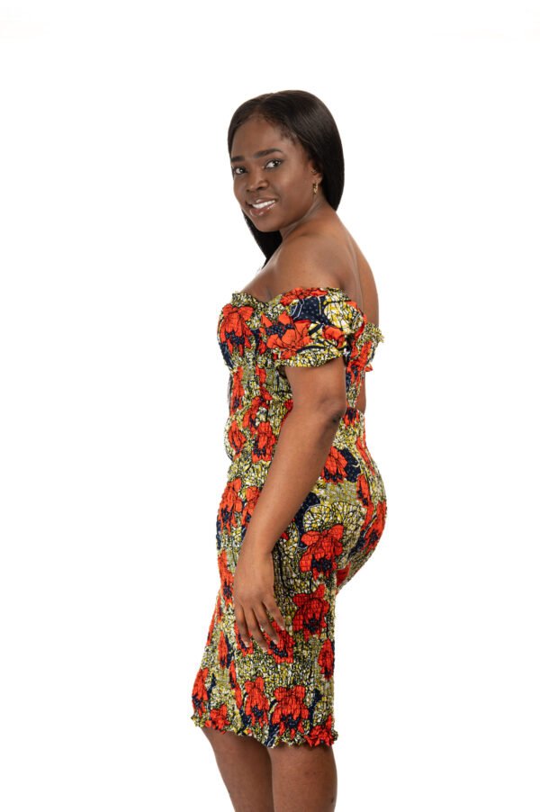 Off-The-Shoulder Shirred Midi Dress - Image 4